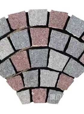 生态地铺石天然斑岩小方块扇形网贴寿宁红JG682黑色花岗岩地铺石
