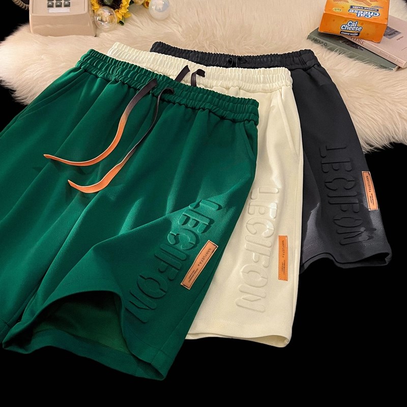 字母钢印五分裤子k男士短裤夏季潮流百搭大码运动裤菠萝格休闲中