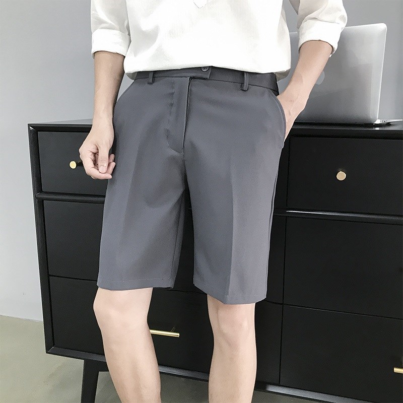 西裤男士黑色f韩版潮流西装短裤青年宽松五分裤学生百搭坠感裤子