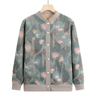 中老年人保暖开衫碎花奶奶冬装加绒加厚打底外套妈妈衣服休闲宽松