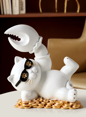 北欧轻奢招财猫摆件创意客厅酒柜电视柜家居装饰品开业乔迁礼物