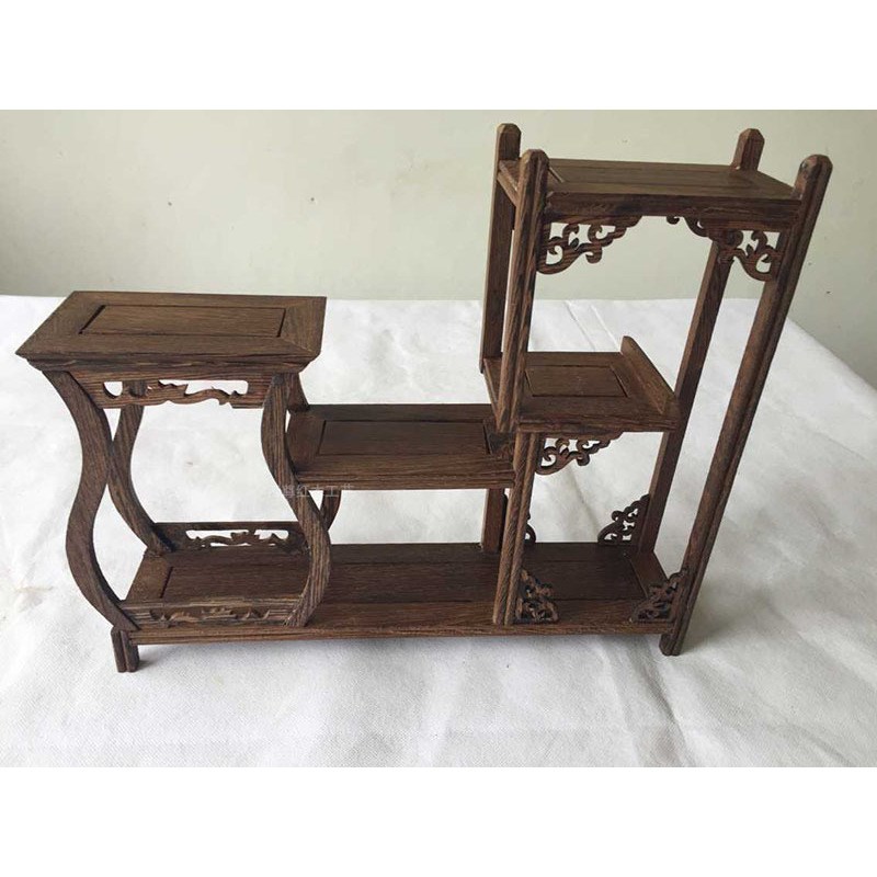 黑鸡翅木小博古架实木多宝阁紫砂茶壶茶具架子摆件木托底座