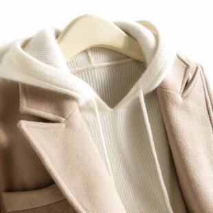 配山羊绒大衣的内搭毛衣女秋冬z新款针织纯色百搭针织带帽打底帽