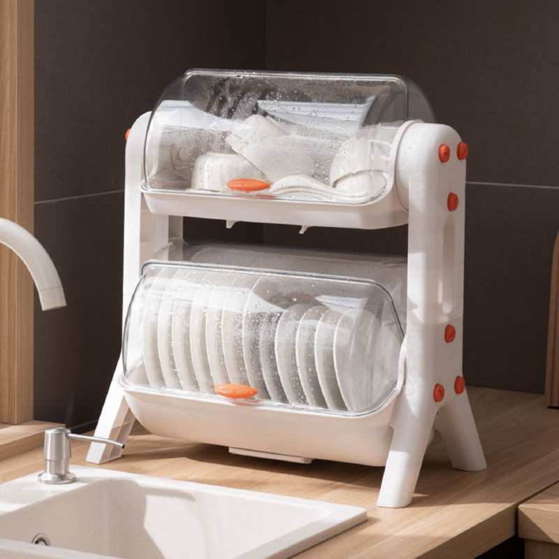 放碗架沥水架小型双层带盖子碗柜收纳神器厨房碗盘收纳架碗碟防尘