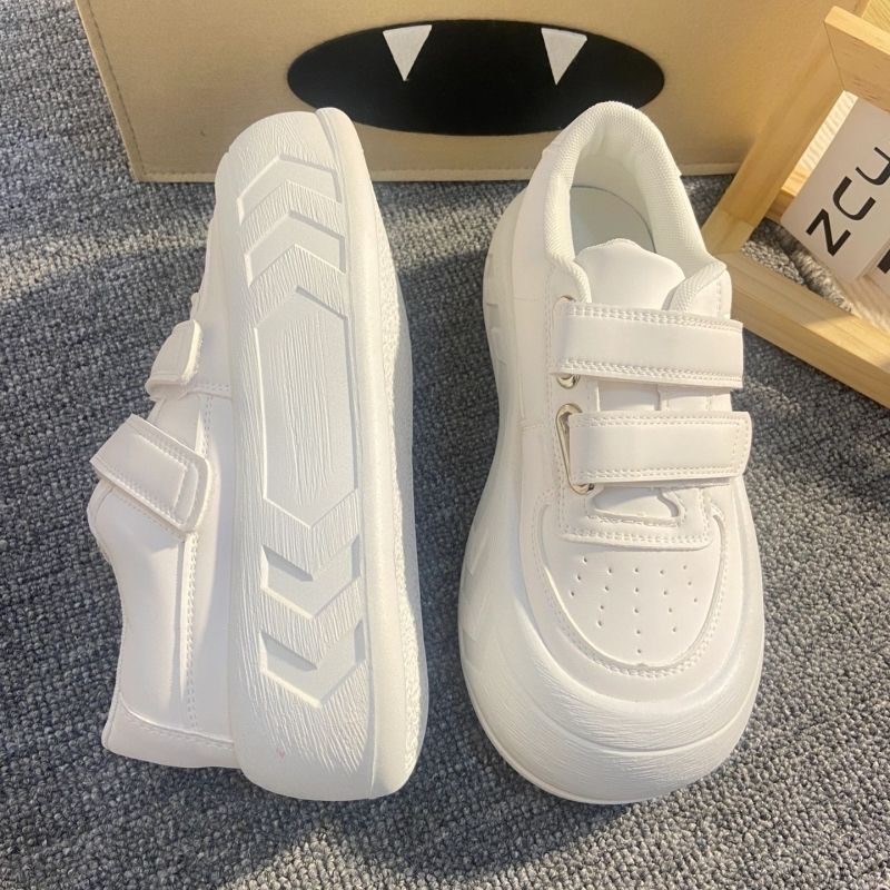 大头魔术贴面包鞋女2024年夏新款厚底小K白鞋女增高松糕运动休闲