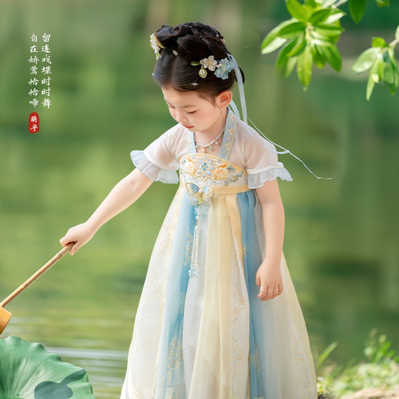 女童汉服2025夏季新品儿童x中国风古装表演连衣裙女宝宝薄款礼服
