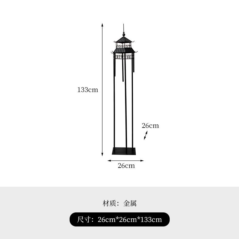 新中式铁艺凉亭大型室内艺术雕塑摆件会所酒店落地工艺品软装饰品