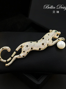 招财进宝豹子胸针高档女精致西装大衣配饰男西服别针衣服胸花3896