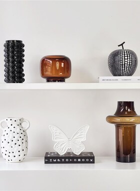 现代样板间书柜简约软装家居饰品陶瓷雕F塑玻璃创意桌面摆件ZH386