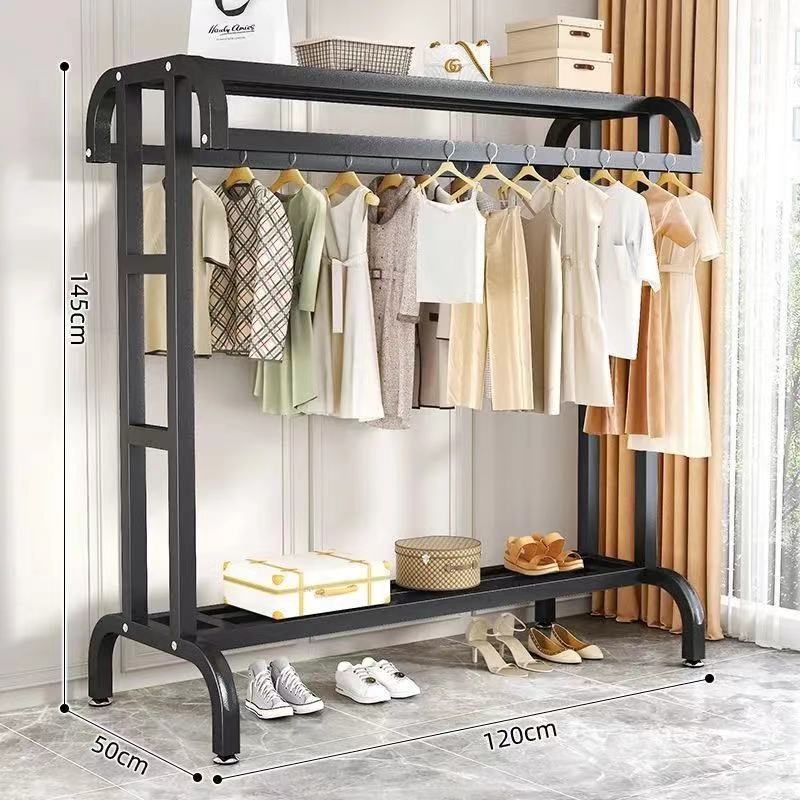 晒衣架弯衣架晾衣杆阳台专用固定式特厚折叠晾衣架落地立式双