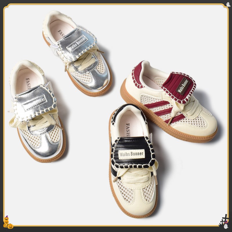 儿童德训鞋网e面夏季复古低帮板鞋男童透气童鞋2024新款女童小白