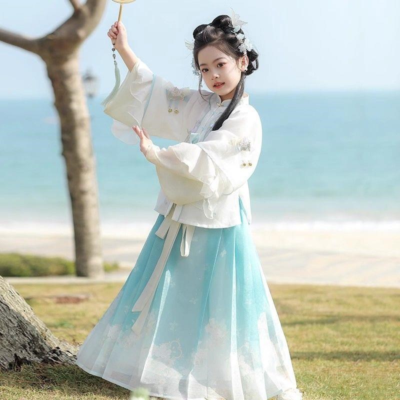 2025b新款儿童唐装春秋中国连衣裙女童古装超仙汉服古风套装
