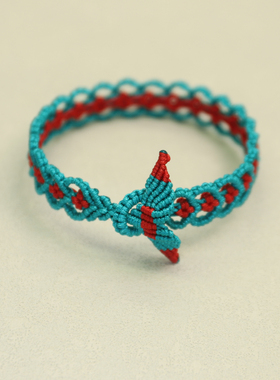 爱心鱼尾桃花手绳本命年红绳自编手工编织diy材料包情侣礼物手环