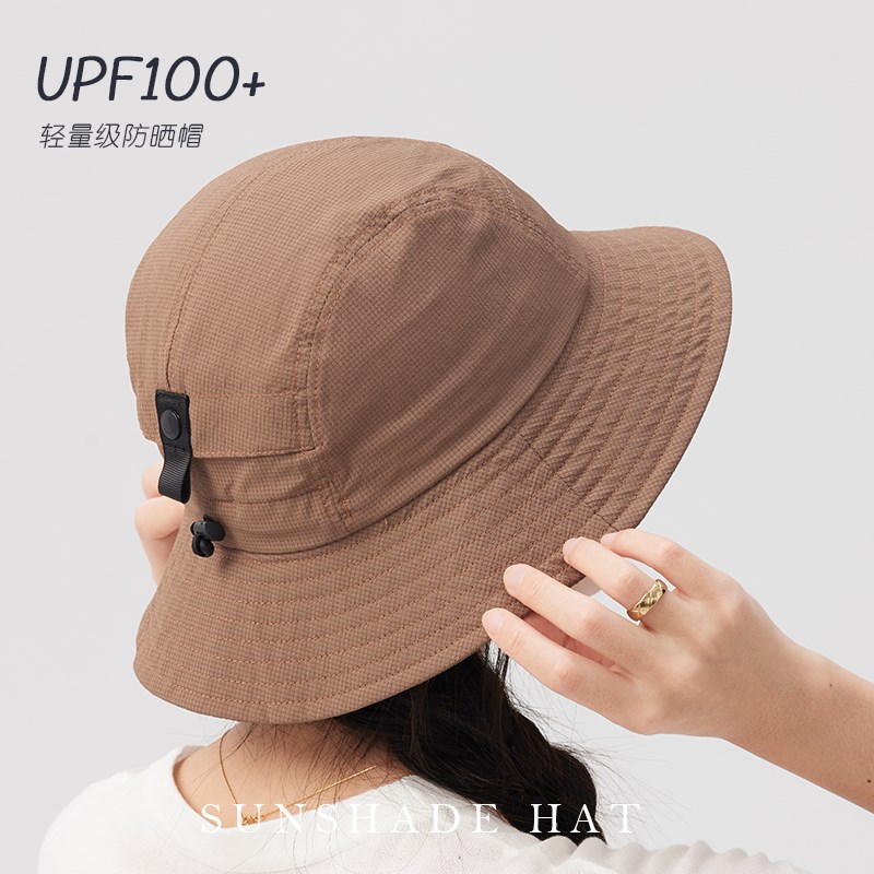 时髦咖啡色~运动轻便透气渔夫帽防晒户外太阳帽遮阳帽短檐帽子夏