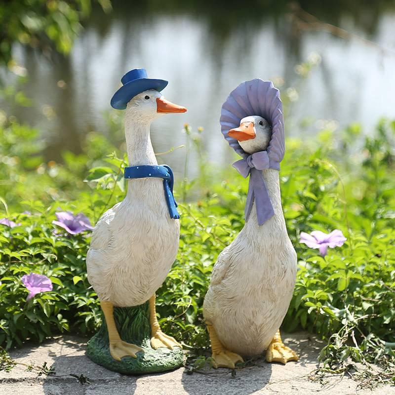 园林景观花盆动物卡通别墅鸭子小摆件布置庭院装饰户外花园雕塑