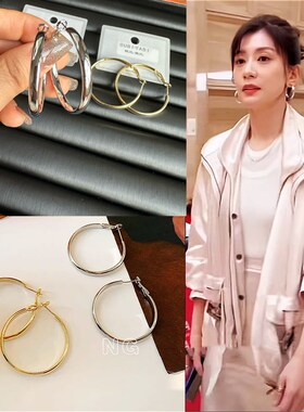 欧比雅比经典极简光面大圆圈耳环时尚金属百搭素圈耳圈耳饰45232