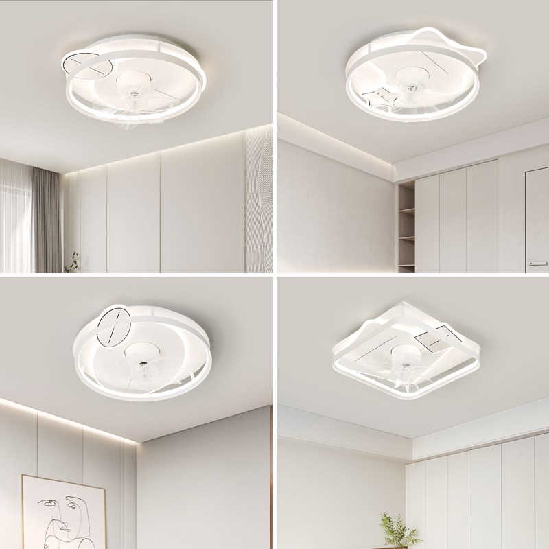 卧室餐厅房间吸顶风扇灯静音简约家用带电一体吊扇灯新款摇头