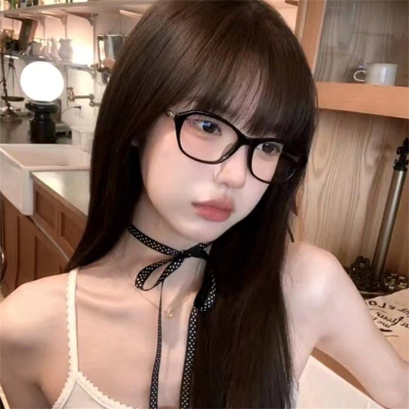 网红素颜黑框眼镜金属腿复古防蓝光文艺气质范女大萌妹配近视
