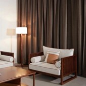 办公商务会客沙发现代胡桃木沙发经理室洽谈实木沙发定制