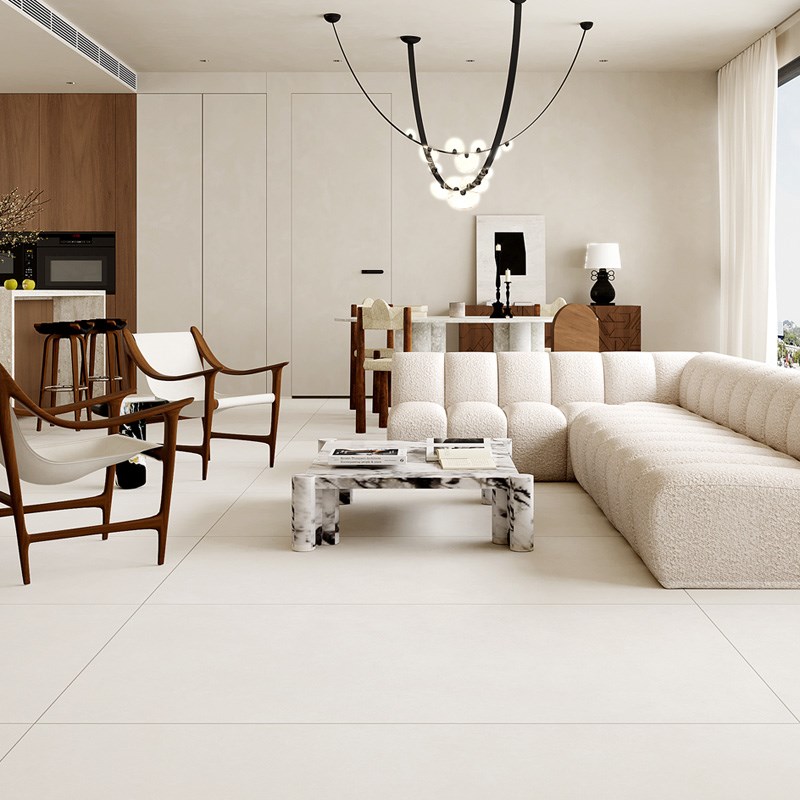 斯米克瓷砖客厅地砖厨卫墙砖9*天鹅绒岩板防滑地面砖雪莲白