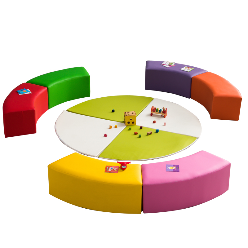 早教中心软体环形沙发凳形幼儿园家长休息等候区圆弧沙发墩
