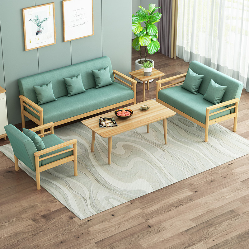 现代布艺三人位实木沙发茶几小户型出租房客厅办公椅,住宅家具,布艺沙发,淘宝优惠券,粉丝福利购,淘宝优惠卷