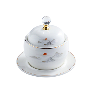 鱼翅燕窝隔水炖酒店金边佛跳墙炖盅带盖陶瓷小汤盅蒸蛋盅