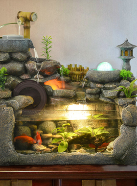 创意假山鱼缸循环流水喷泉客厅办公室桌面家居用品微景观水景摆件