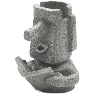 怀旧摩艾石像人造型眼镜架树脂托架笔筒笔托看书朗支架书桌面