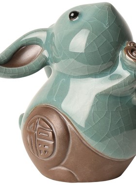 创意陶瓷兔子摆件家居客厅办公室装饰兔年生肖动物本命年礼品定制