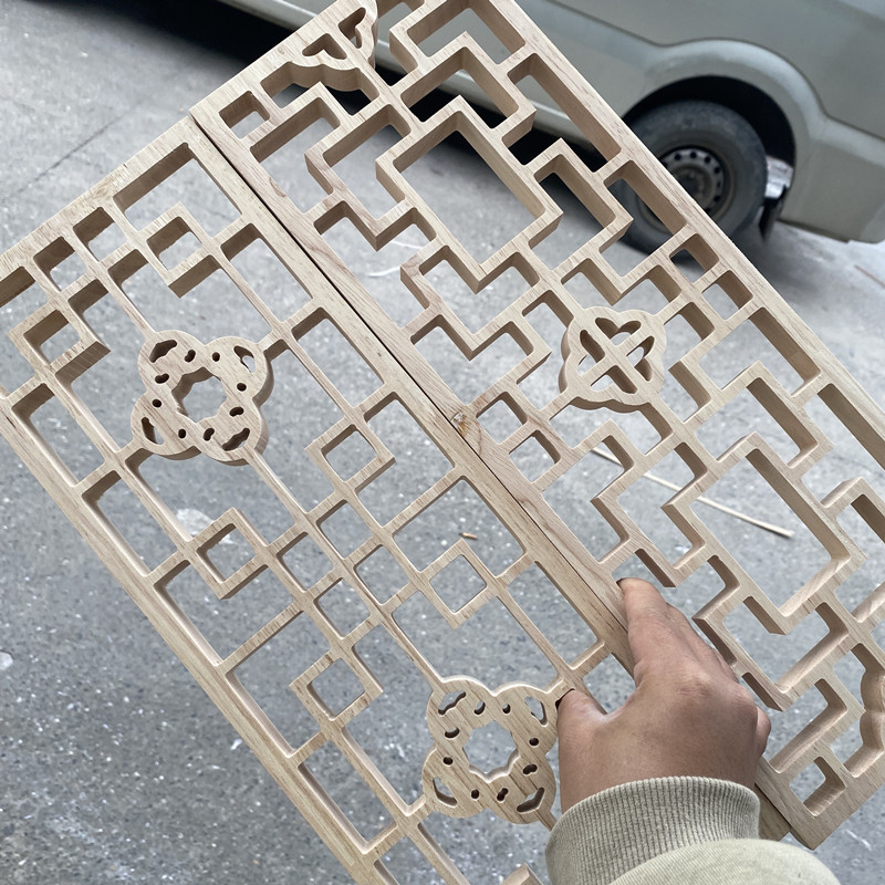 中式入户挂落花格整板木雕窗花仿古实木门头雕花门楣装饰遮丑格栅