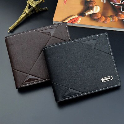 Men Short Bifold Faux Leather MasculHina Billetera Credit ID