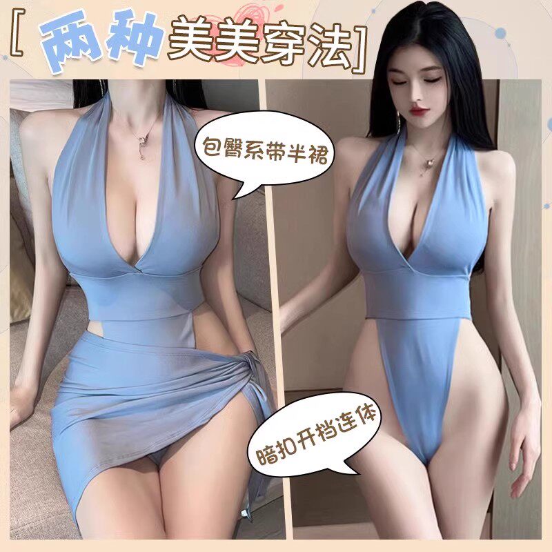 欧美风性感度假时尚套装修身v领收腰露背显胸连体衣辣妹包臀短裙