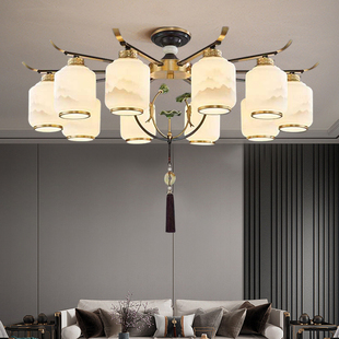 新中式吊灯客厅灯简约餐厅灯朝下现代中式禅意中国风新款大厅灯具