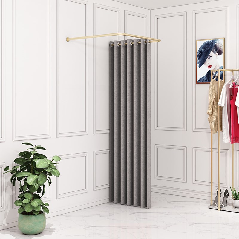 服装店试c衣杆简易隔断布帘试衣间U型杆 服装店更衣室门帘试换衣