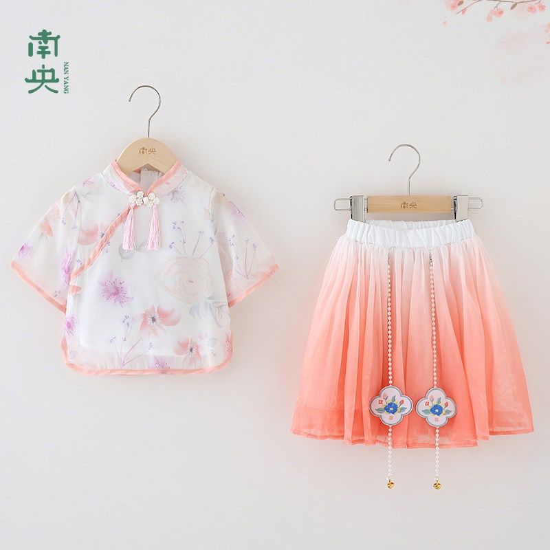 夏季改良汉服女童夏款民族风小女孩超仙古装短袖套装古风儿童唐装,童装/婴儿装/亲子装,唐装,淘宝优惠券,粉丝福利购,淘宝优惠卷