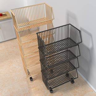 厨房置物架落地多层家用可移动小推车蔬菜篮玩具收纳神器浴室架子