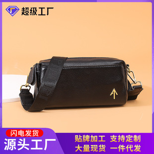 跨境真皮女士手拿包百搭小方包头层牛皮荔枝纹牛皮单肩斜挎小包