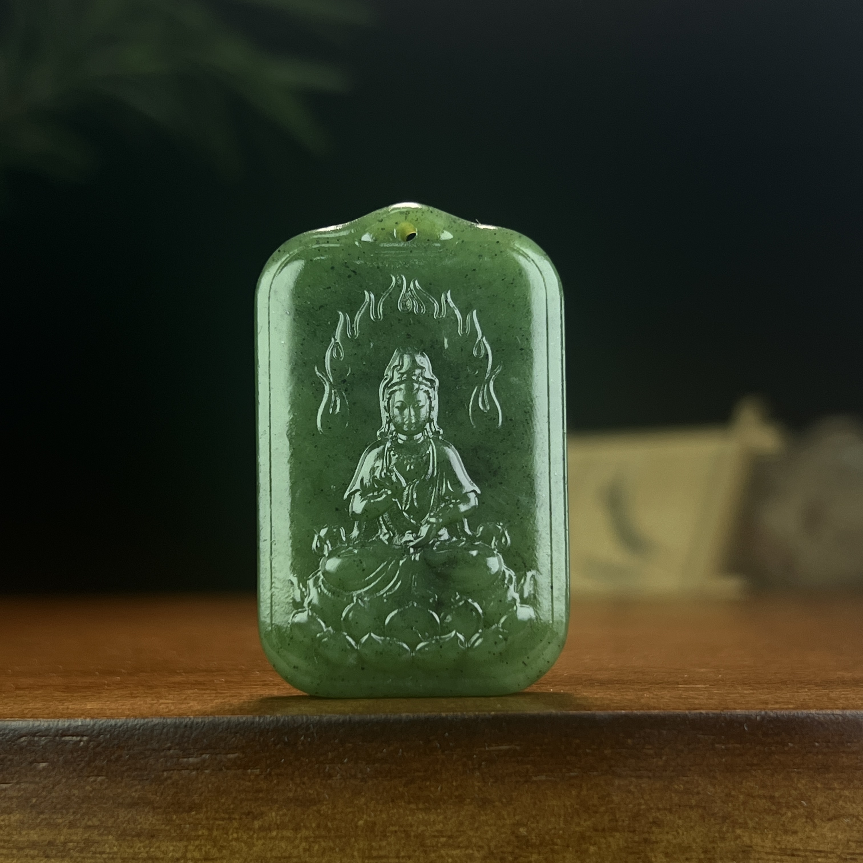 【带证书】保真纯天然和田玉观音吊坠挂件碧玉男女款招财守护挂坠