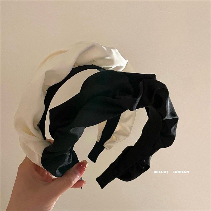 赫本风~法式高级感缎面褶皱盘发发箍女I压发卡高颅顶头箍气质百搭