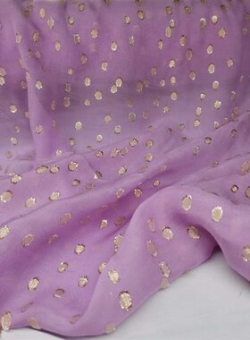 紫色织金真丝布料窄幅乔其底O8姆米时装用料