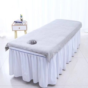 美容院浴巾带g洞铺床专用毛巾吸水推拿按摩床趴巾加厚洞巾定制log