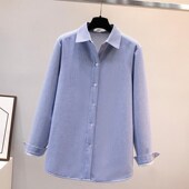 冬季 保暖打底 上衣2024K秋冬职业孕妇装 加绒加厚孕妇衬衫 条纹大码