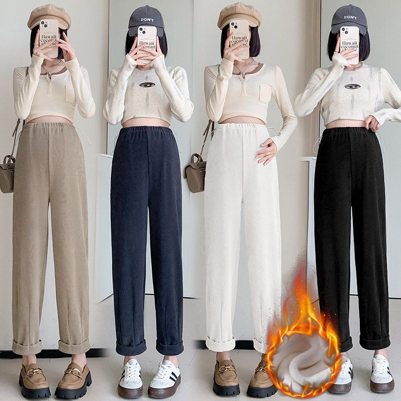 孕妇裤秋装2025新款侧边抽绳莫莱绒外穿萝卜哈伦裤潮妈百搭休闲裤,孕妇装/孕产妇用品/营养,孕妇休闲裤,淘宝优惠券,粉丝福利购,淘宝优惠卷