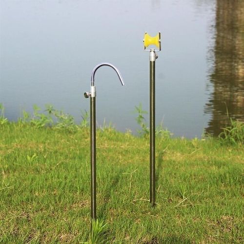 钓鱼竿全金属长竿支架长杆鱼杆手杆手竿炮竿架带滑轮炮台渔具用品