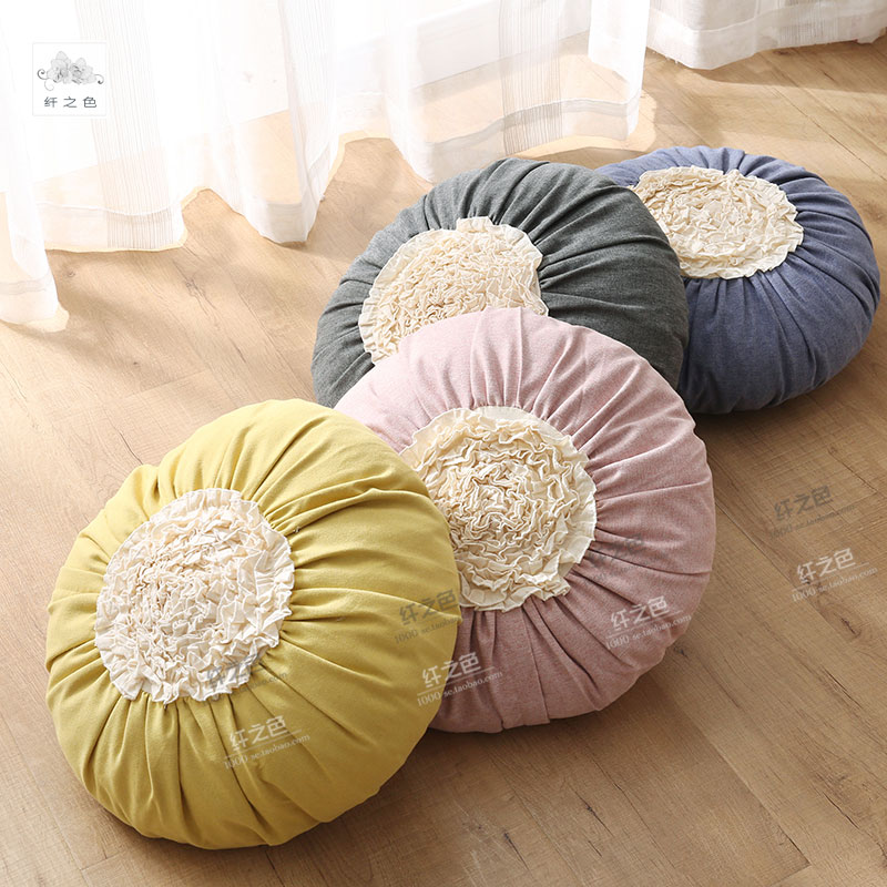 靠垫南瓜垫圆形抱枕蒲团沙发汽车纯色靠包含芯可拆洗纤之色