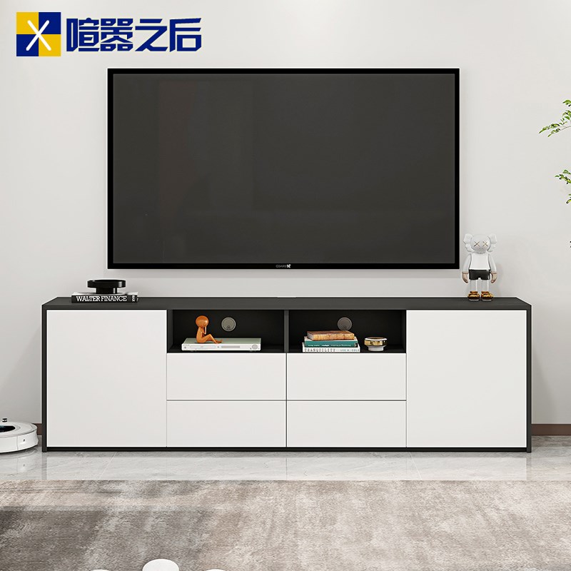 奶油风梳妆台电视柜一体卧室床尾超薄储物柜斗柜化妆桌组合8D64