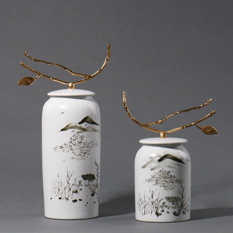 新陶瓷罐样板房茶室现代客厅玄关桌电视柜办公室软装饰品,家居饰品,装饰摆件,淘宝优惠券,粉丝福利购,淘宝优惠卷