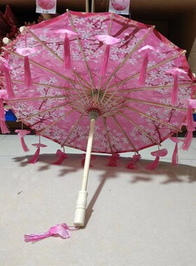 小号幼儿童油纸伞汉服古风流苏伞瓣伞工艺绸布伞舞蹈伞