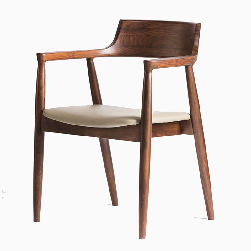 办公餐桌椅子休闲会议洽谈椅橡木实木多款靠背软垫总统椅扶手